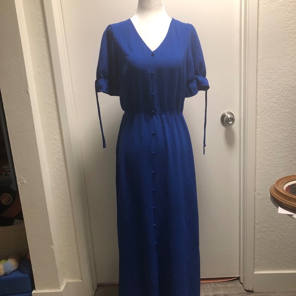 Naif by Anthropologie Cobalt Blue Midi Dress - Picture 1 of 6